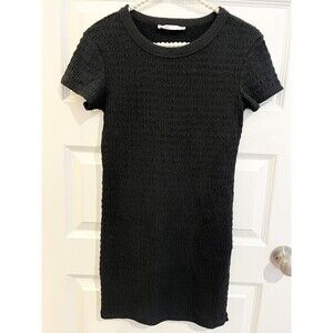 Elodie Dress Womans Small Black Ribbed Textured Stretch Short Sleeve